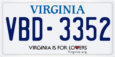VA license plate VBD3352