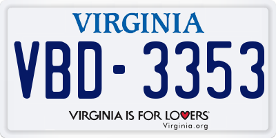 VA license plate VBD3353