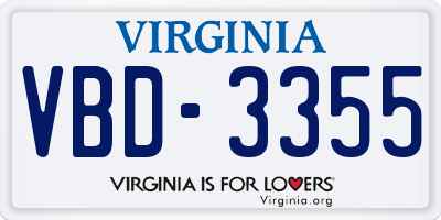 VA license plate VBD3355