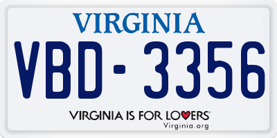VA license plate VBD3356