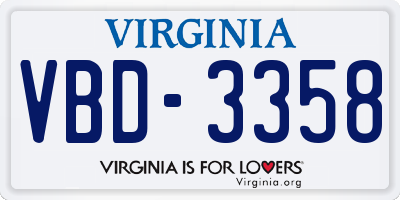 VA license plate VBD3358