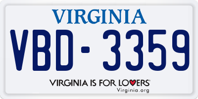 VA license plate VBD3359