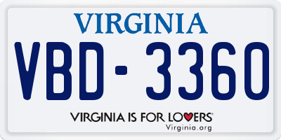 VA license plate VBD3360