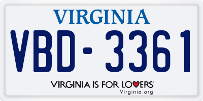 VA license plate VBD3361