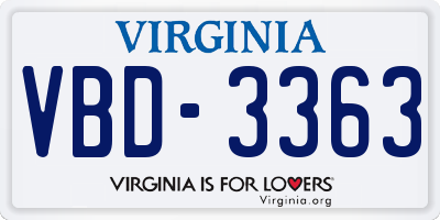 VA license plate VBD3363