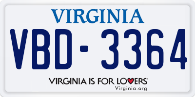 VA license plate VBD3364
