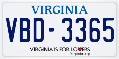 VA license plate VBD3365