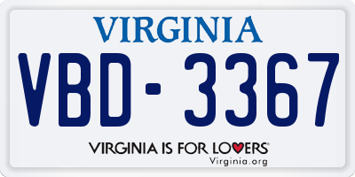 VA license plate VBD3367