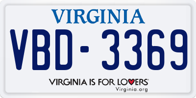 VA license plate VBD3369