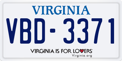 VA license plate VBD3371