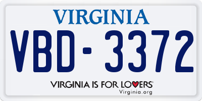 VA license plate VBD3372