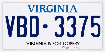 VA license plate VBD3375