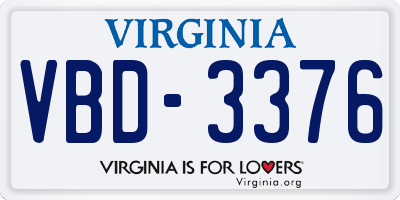 VA license plate VBD3376