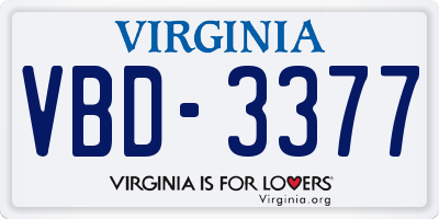 VA license plate VBD3377