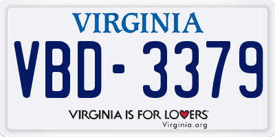 VA license plate VBD3379