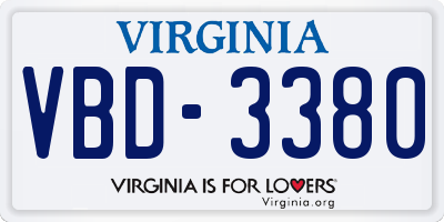 VA license plate VBD3380