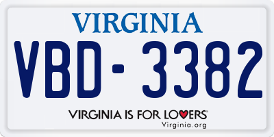 VA license plate VBD3382