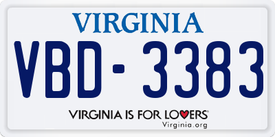 VA license plate VBD3383
