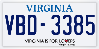 VA license plate VBD3385