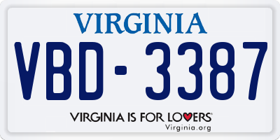 VA license plate VBD3387