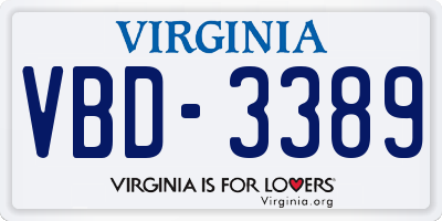 VA license plate VBD3389