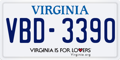 VA license plate VBD3390