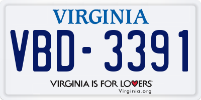 VA license plate VBD3391