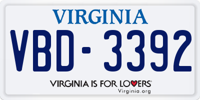 VA license plate VBD3392