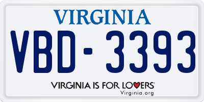 VA license plate VBD3393