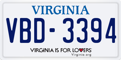 VA license plate VBD3394