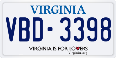 VA license plate VBD3398