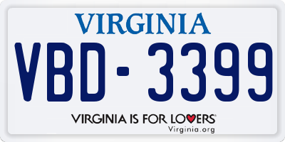 VA license plate VBD3399