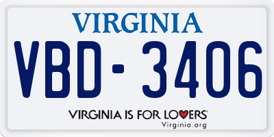 VA license plate VBD3406
