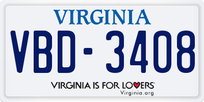 VA license plate VBD3408