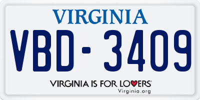 VA license plate VBD3409
