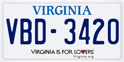 VA license plate VBD3420