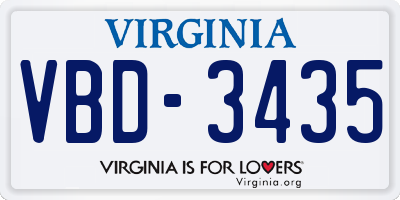 VA license plate VBD3435