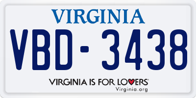 VA license plate VBD3438