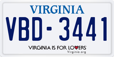 VA license plate VBD3441
