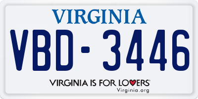 VA license plate VBD3446