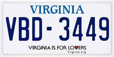 VA license plate VBD3449