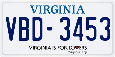 VA license plate VBD3453