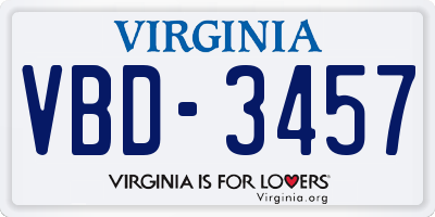 VA license plate VBD3457