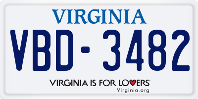 VA license plate VBD3482