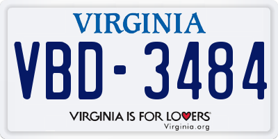 VA license plate VBD3484