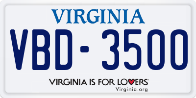 VA license plate VBD3500
