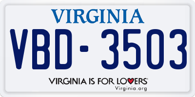 VA license plate VBD3503