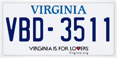 VA license plate VBD3511