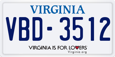VA license plate VBD3512