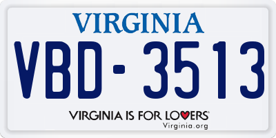 VA license plate VBD3513